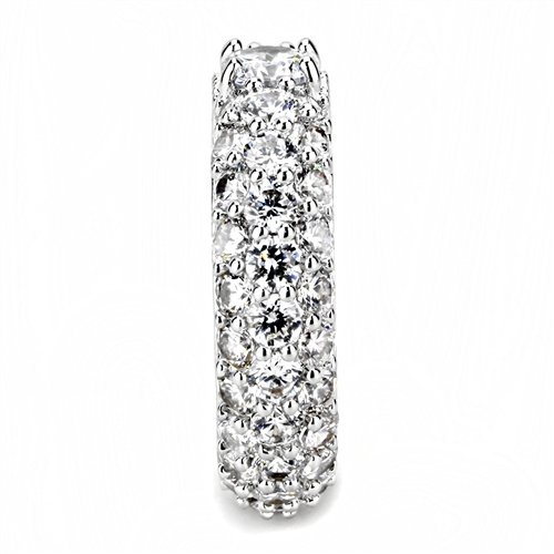 Jewellery Kingdom Ladies Full Eternity Band 11mm Round Pave Rhodium Sparkling Ring (Silver) - Jewelry Rings - British D'sire