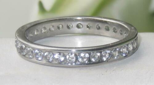 Jewellery Kingdom Ladies Full Eternity Band 2.8mm Stainless Steel Ring (Silver) - Rings - British D'sire