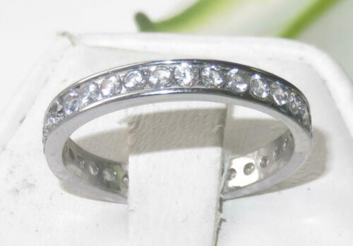 Jewellery Kingdom Ladies Full Eternity Band 2.8mm Stainless Steel Ring (Silver) - Rings - British D'sire