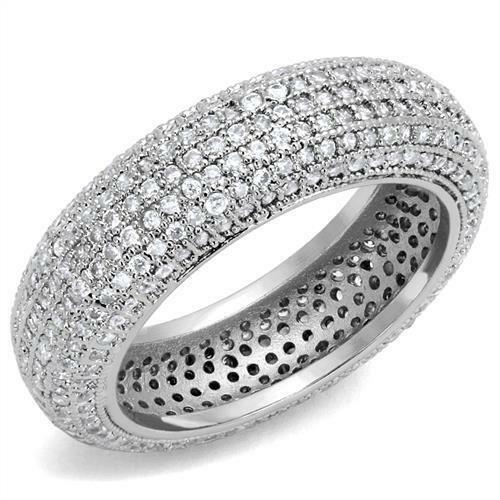 Jewellery Kingdom Ladies Full Eternity Band Cz Silver Rhodium 7mm Wide Wedding Ring - Jewelry Rings - British D'sire Main image