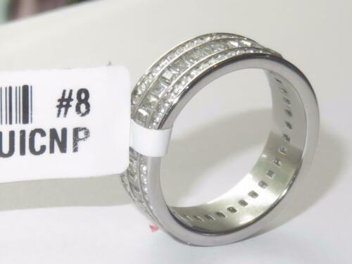 Jewellery Kingdom Ladies Full Eternity Band Wedding Princess Stainless Steel Cubic Zirconia Ring (Silver) - Jewelry Rings - British D'sire