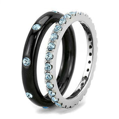 Jewellery Kingdom Ladies Full Eternity Blue Topaz Stacking Bands Stainless Steel Rings (Black) - Rings - British D'sire