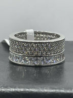 Jewellery Kingdom Ladies Full Eternity Emerald Cuts Band Baguettes Simulated Diamonds Ring Silver - Rings - British D'sire