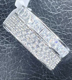 Jewellery Kingdom Ladies Full Eternity Emerald Cuts Band Baguettes Simulated Diamonds Ring Silver - Rings - British D'sire