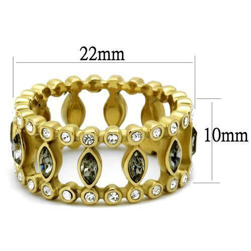 Jewellery Kingdom Ladies Full Eternity Marquise Black Diamond Steel Ring (Gold) - Jewelry Rings - British D'sire