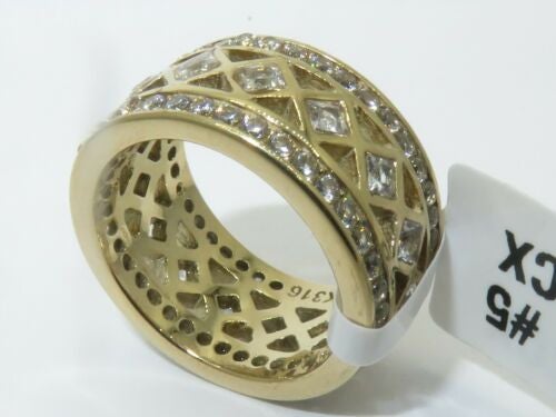 Jewellery Kingdom Ladies Full Eternity Princess Band 18K Cubic Zirconia Wedding Bezel Thumb Ring (Gold) Secondary image