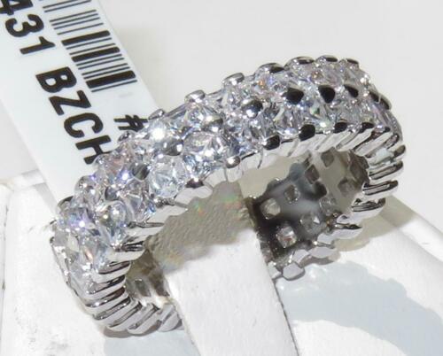 Jewellery Kingdom Ladies Full Eternity Ring 7mm Princess Cut Cz Silver Rhodium Sparkling - Jewelry Rings - British D'sire