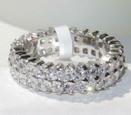 Jewellery Kingdom Ladies Full Eternity Ring 7mm Princess Cut Cz Silver Rhodium Sparkling - Jewelry Rings - British D'sire