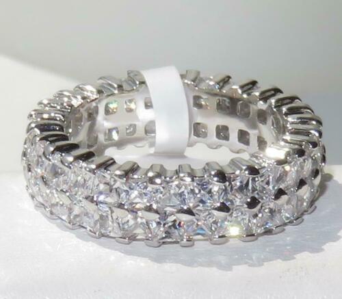 Jewellery Kingdom Ladies Full Eternity Ring 7mm Princess Cut Cz Silver Rhodium Sparkling - Jewelry Rings - British D'sire