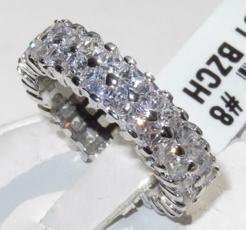 Jewellery Kingdom Ladies Full Eternity Ring 7mm Princess Cut Cz Silver Rhodium Sparkling - Jewelry Rings - British D'sire