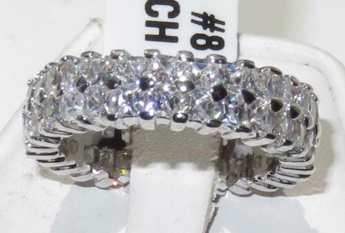 Jewellery Kingdom Ladies Full Eternity Ring 7mm Princess Cut Cz Silver Rhodium Sparkling - Jewelry Rings - British D'sire