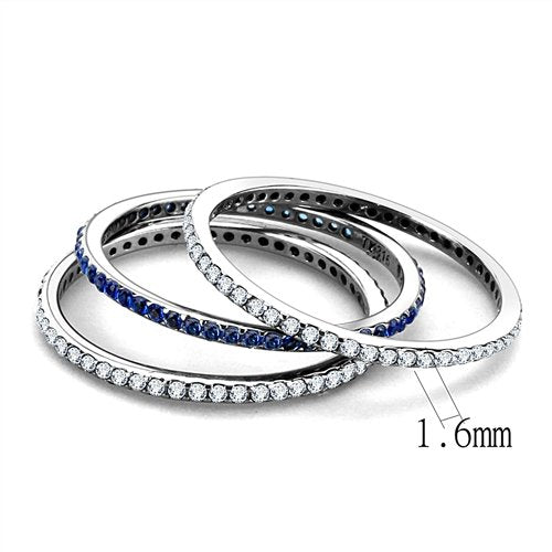 Jewellery Kingdom Ladies Full Eternity Sapphire Blue Stacking Bands Stainless Steel Rings - Rings - British D'sire
