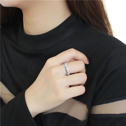 Jewellery Kingdom Ladies Full Eternity Sapphire Blue Stacking Bands Stainless Steel Rings - Rings - British D'sire