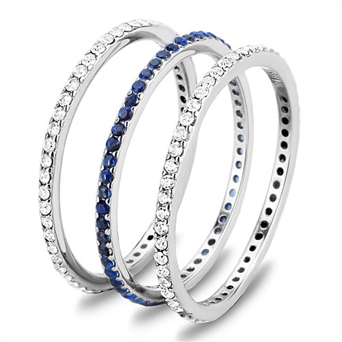 Jewellery Kingdom Ladies Full Eternity Sapphire Blue Stacking Bands Stainless Steel Rings - Rings - British D'sire