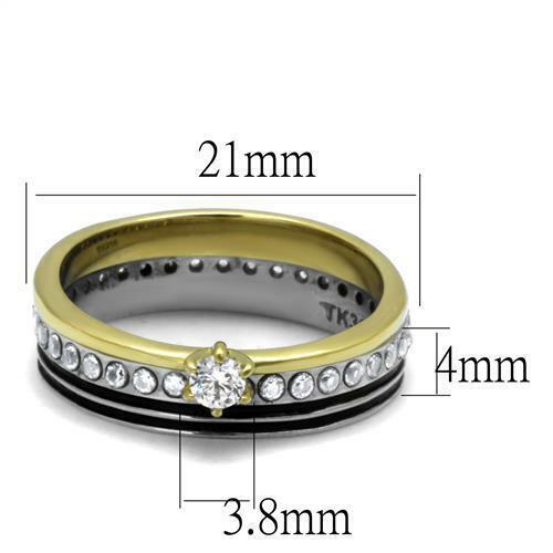Jewellery Kingdom Ladies Full Eternity Set Solitaire Band Cubic Zirconia Gold & Silver Ring Secondary image