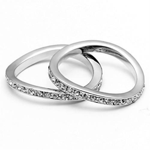 Jewellery Kingdom Ladies Full Eternity Stacking Bands 2 Pieces Rings (Silver) - Rings - British D'sire