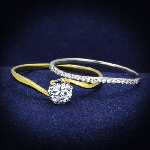 Jewellery Kingdom Ladies Gold Wedding Band 1CT Sterling Silver Ring Set Secondary image