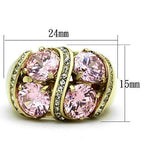 Jewellery Kingdom Ladies Gold 8 Carat Sapphire Sparkling 18kt Steel Cubic Zirconia Ring (Pink) - Jewelry Rings - British D'sire