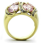 Jewellery Kingdom Ladies Gold 8 Carat Sapphire Sparkling 18kt Steel Cubic Zirconia Ring (Pink) - Jewelry Rings - British D'sire