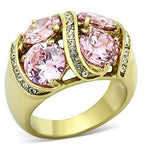 Jewellery Kingdom Ladies Gold 8 Carat Sapphire Sparkling 18kt Steel Cubic Zirconia Ring (Pink) - Jewelry Rings - British D'sire
