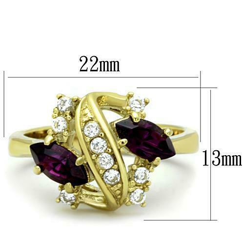 Jewellery Kingdom Ladies Gold Amethyst Marquise Cubic Zirconia Elegant Ring (Purple) Secondary image