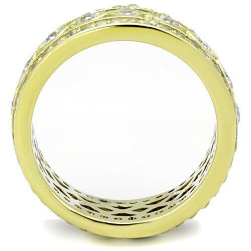 Jewellery Kingdom Ladies Gold Band Princess Full Eternity Cz Steel Wedding Ring - Jewelry Rings - British D'sire Main image