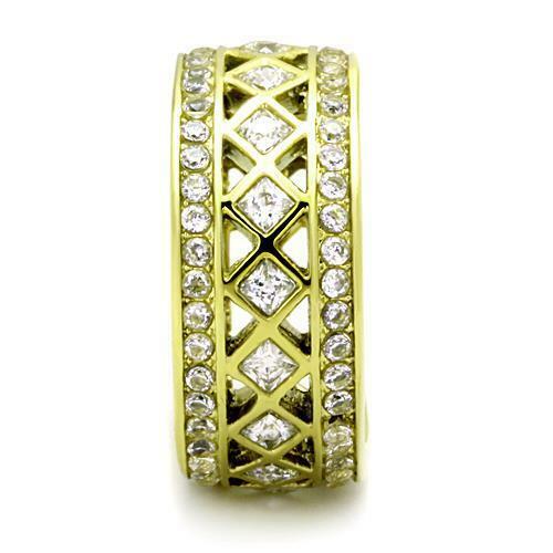 Jewellery Kingdom Ladies Gold Band Princess Full Eternity Cz Steel Wedding Ring Secondary image