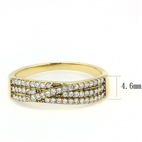 Jewellery Kingdom Ladies Gold Band Triple Row Pave 1 Carat 18kt Stainless Steel Clear Ring Secondary image