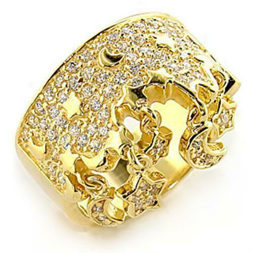 Jewellery Kingdom Ladies Gold Crown Stars Moon Sterling Silver Movable Charms Ring - Jewelry Rings - British D'sire Main image