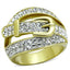Jewellery Kingdom Ladies Gold Dome Buckle Pave Cubic Zirconia 18kt Steel Comfort Sparkling Ring - Jewelry Rings - British D'sire