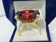 Jewellery Kingdom Ladies Gold Garnet 18kt Solitaire 8 Carat Cocktail Sparkling Ring (Red) - Jewelry Rings - British D'sire