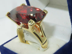Jewellery Kingdom Ladies Gold Garnet 18kt Solitaire 8 Carat Cocktail Sparkling Ring (Red) - Jewelry Rings - British D'sire