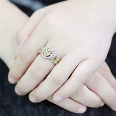 Jewellery Kingdom Ladies Gold Like Peridot Pave Cz Steel 18kt Steel Dress Champagne Ring - Jewelry Rings - British D'sire