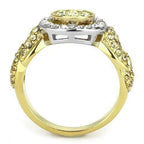 Jewellery Kingdom Ladies Gold Like Peridot Pave Cz Steel 18kt Steel Dress Champagne Ring - Jewelry Rings - British D'sire