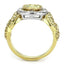 Jewellery Kingdom Ladies Gold Like Peridot Pave Cz Steel 18kt Steel Dress Champagne Ring - Jewelry Rings - British D'sire