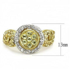 Jewellery Kingdom Ladies Gold Like Peridot Pave Cz Steel 18kt Steel Dress Champagne Ring - Jewelry Rings - British D'sire
