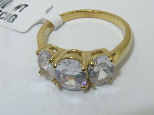 Jewellery Kingdom Ladies Gold Oval Ring Three Stone Cz Past Present Future Anniversary 18kt 3671 Secondary image