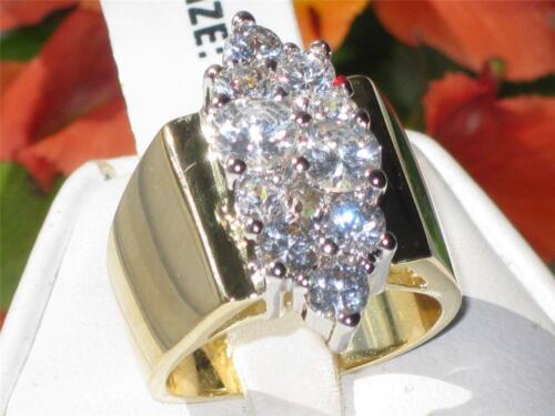 Jewellery Kingdom Ladies Gold Ring Cluster Cz 3 Carat Wide Setting Super Sparkling - Jewelry Rings - British D'sire Main image