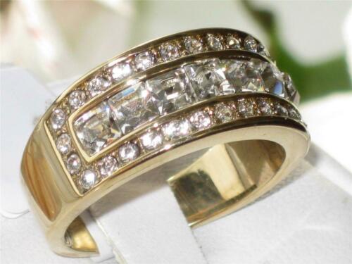 Jewellery Kingdom Ladies Gold Ring Cz 9mm Emerald Cut Eternity Band Cubic Zirconia Clear Gold Ring - Jewelry Rings - British D'sire