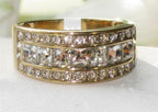 Jewellery Kingdom Ladies Gold Ring Cz 9mm Emerald Cut Eternity Band Cubic Zirconia Clear Gold Ring - Jewelry Rings - British D'sire