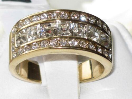 Jewellery Kingdom Ladies Gold Ring Cz 9mm Emerald Cut Eternity Band Cubic Zirconia Clear Gold Ring - Jewelry Rings - British D'sire