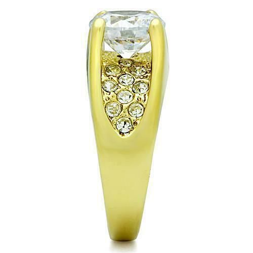 Jewellery Kingdom Ladies Gold Ring Cubic Zirconia Steel 18kt Solitaire Secondary image