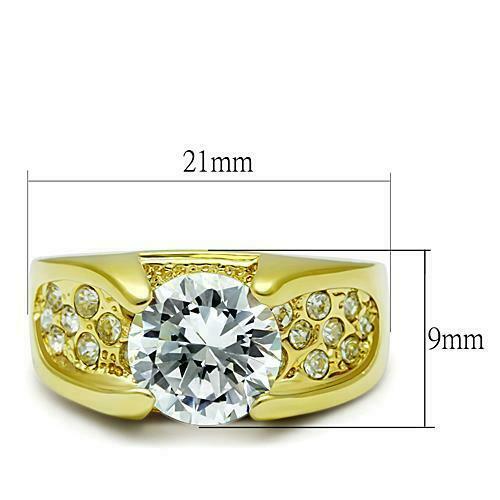 Jewellery Kingdom Ladies Gold Ring Ladies Cubic Zirconia Steel 18kt Solitaire - Jewelry Rings - British D'sire Main image