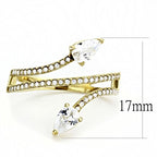 Jewellery Kingdom Ladies Gold Ring Pear Cut 2 Carat 18kt Steel Band Pave Sparkling Elegant - Jewelry Rings - British D'sire