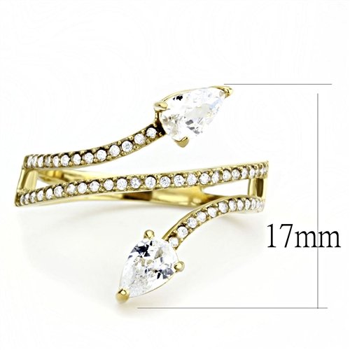 Jewellery Kingdom Ladies Gold Ring Pear Cut 2 Carat 18kt Steel Band Pave Sparkling Elegant - Jewelry Rings - British D'sire