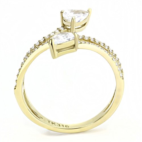 Jewellery Kingdom Ladies Gold Ring Pear Cut 2 Carat 18kt Steel Band Pave Sparkling Elegant - Jewelry Rings - British D'sire