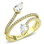 Jewellery Kingdom Ladies Gold Ring Pear Cut 2 Carat 18kt Steel Band Pave Sparkling Elegant - Jewelry Rings - British D'sire