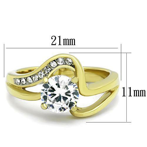 Jewellery Kingdom Ladies Gold Ring Swirl Cz 18kt Steel Cubic Zirconia Engagement 1.30 Carat Secondary image