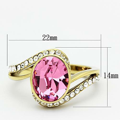 Jewellery Kingdom Ladies Gold Sapphire Oval Cubic Zirconia Bezel 18k Steel Swirl Ring (Pink) Secondary image