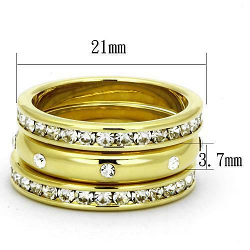Jewellery Kingdom Ladies Gold Stacking Bands Rings Full Eternity Cubic Zirconia 10mm Secondary image
